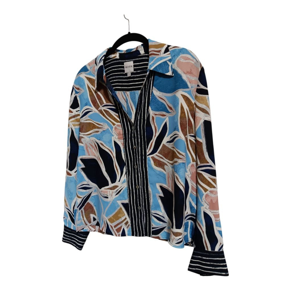 Nic + Zoe Sapphire Shades Shirt Button Up Print Bold Pinstripe Down Front & Cuff - Picture 6 of 12